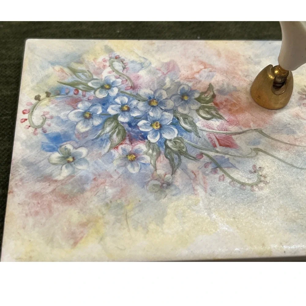 Hand Painted B.Mantegna H&R Johnson Tile Pen Stand Forget Me Nots Cottagecore